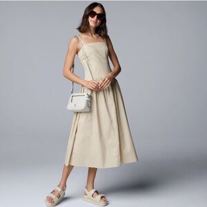 Simply Vera Vera Wang Beige Drop Waist Midi Dress